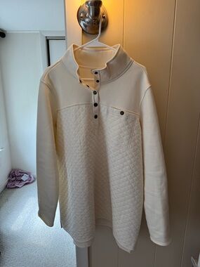L.L. Bean Cream Quilted Pullover Shirt